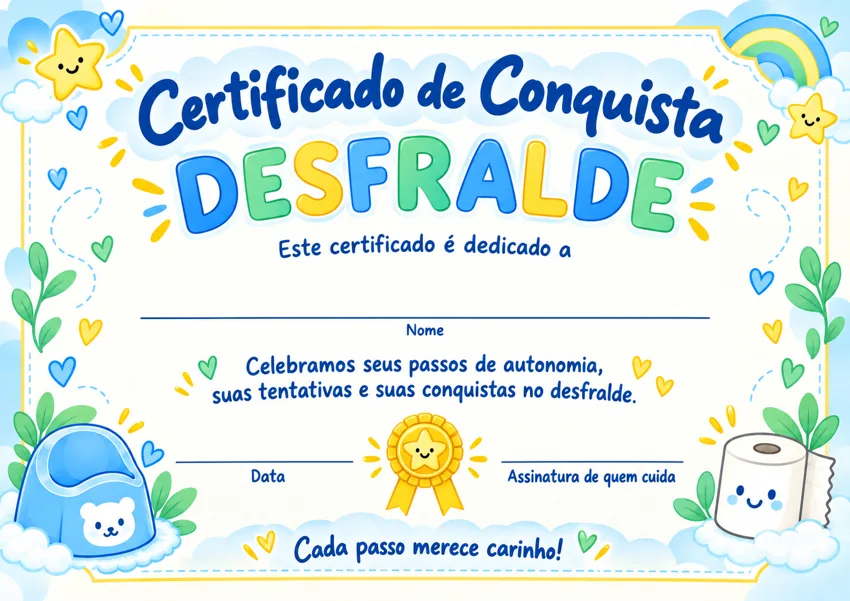 Certificado de conquista na paleta azul