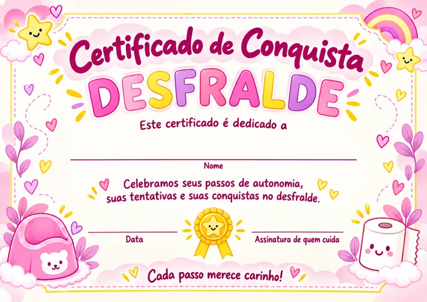 Certificado de conquista na paleta rosa