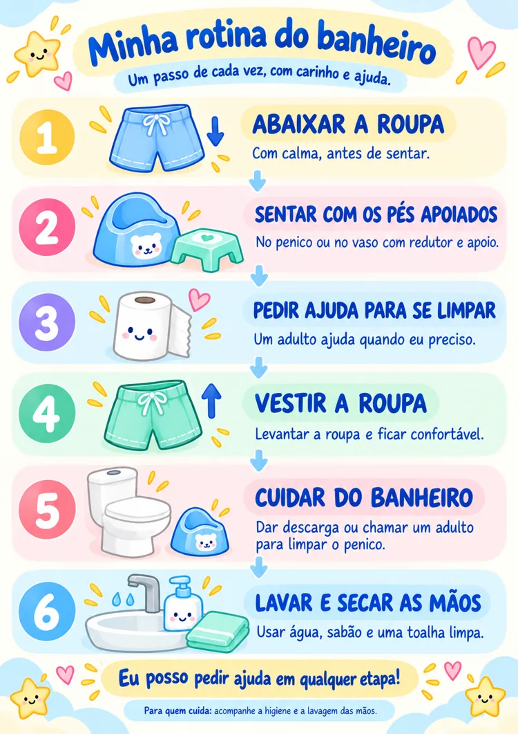 Minha rotina do banheiro: seis etapas ilustradas