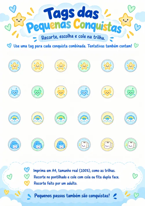 Folha de tags na paleta azul